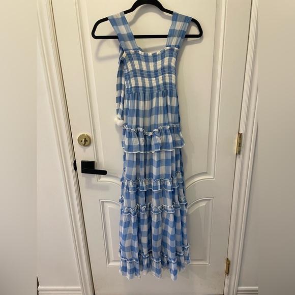 Sundress Blue Gingham Tiered Maxi Dress XS - Picture 4 of 8
